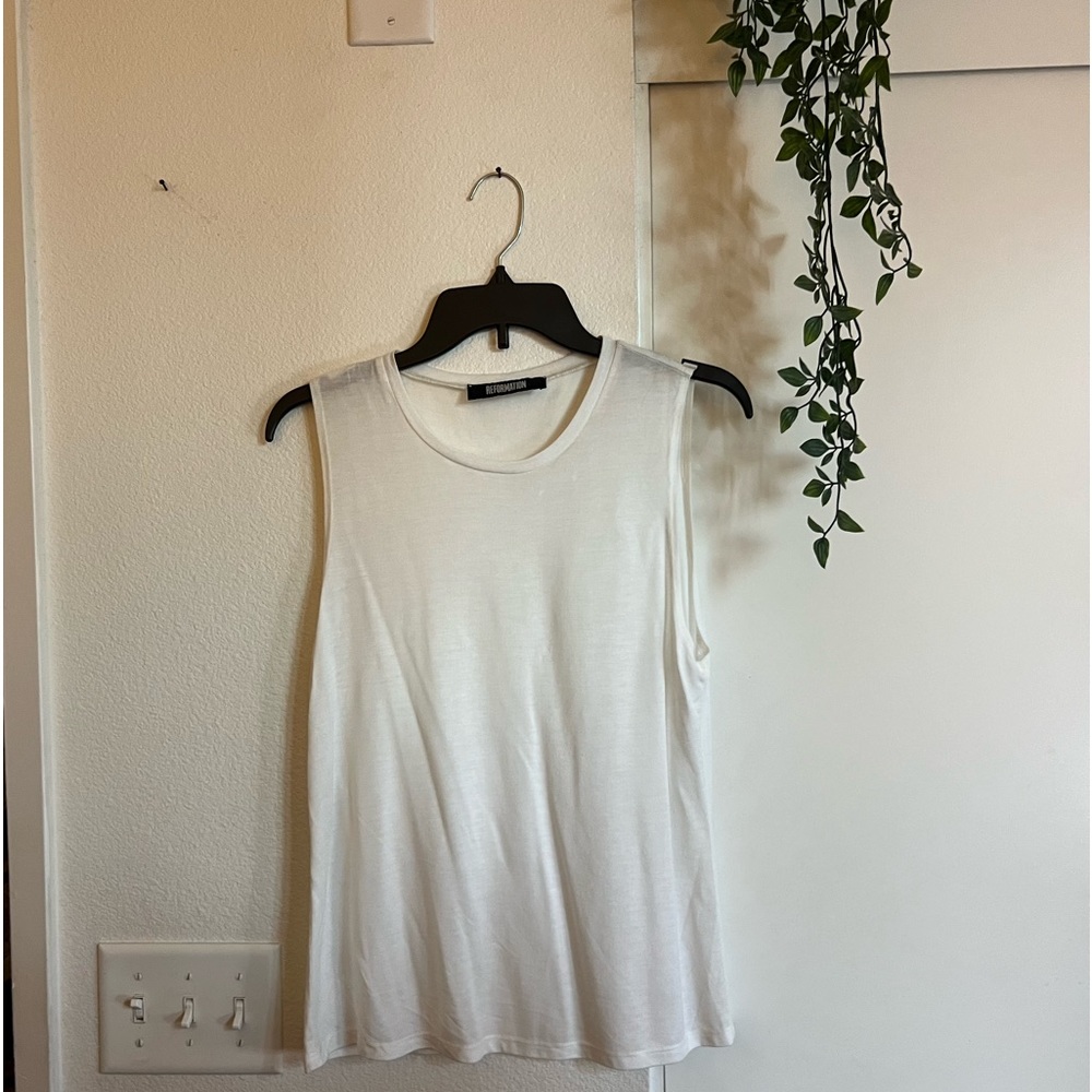 Reformation White Thank Top